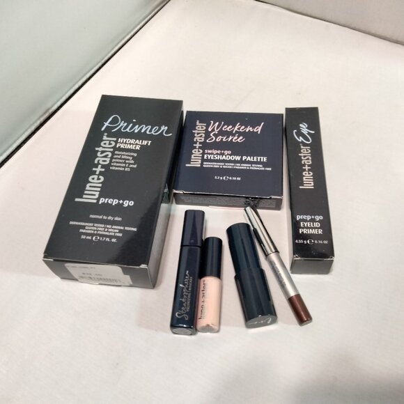 Lot lune + aster Makeup Eyeshadow Primer Mascara Quickstick Eyeliner Full Sample - Picture 1 of 15